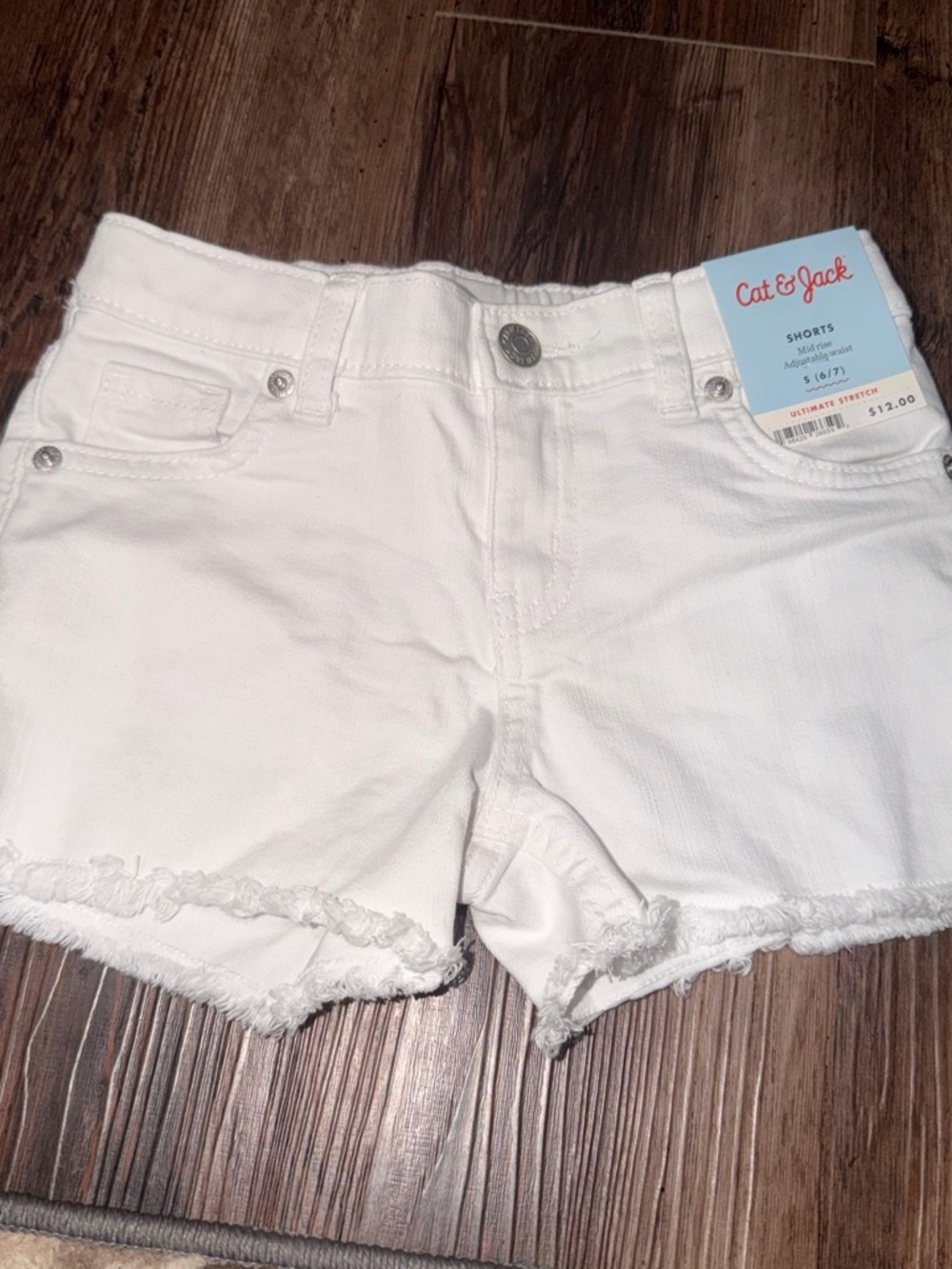 Cat & Jack White Frayed Hem Denim Shorts